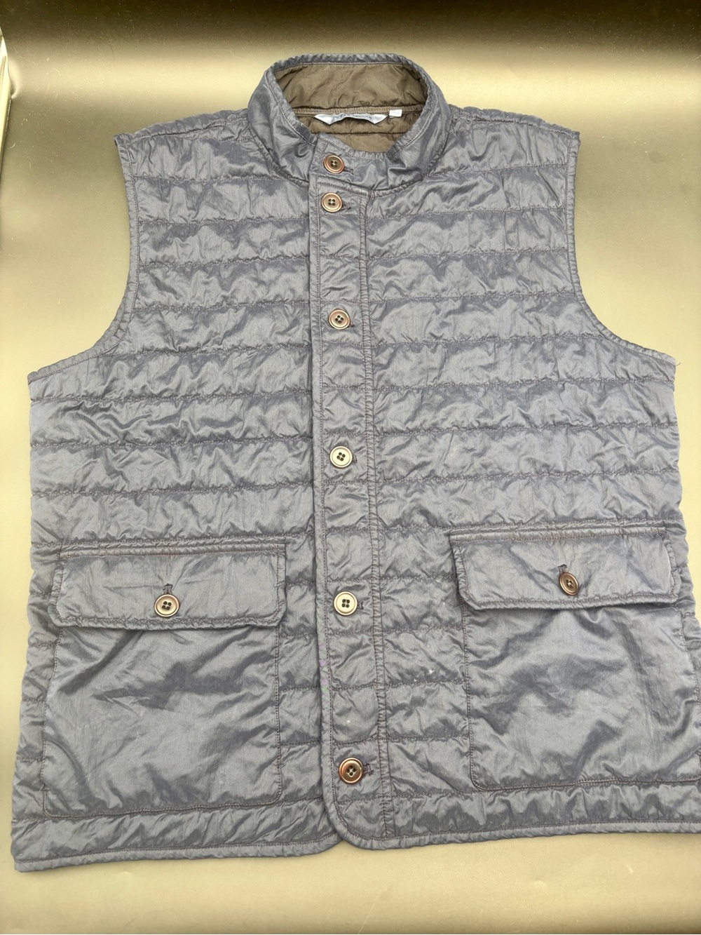 Peter Millar Greenwich Garment-Dyed Quilted Vest Navy Blue Men's Size Large